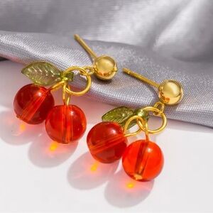 Petite Cherry Red Drop Earrings